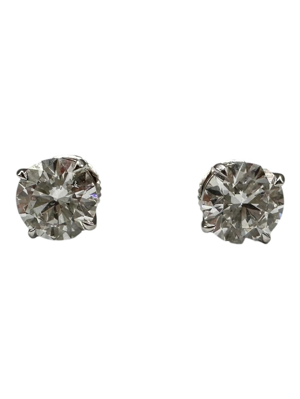 Round Lab Grown Diamond Stud Earrings 2.10ctw D VVS1 IGI 14kt Gold